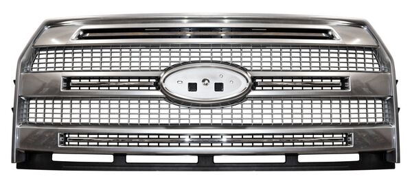 PARRILLA FORD PU 15-17 LOBO / F150 CROMADA/PLATA 3 LINEAS S/HOYO P/CAMARA NZL CCC2
